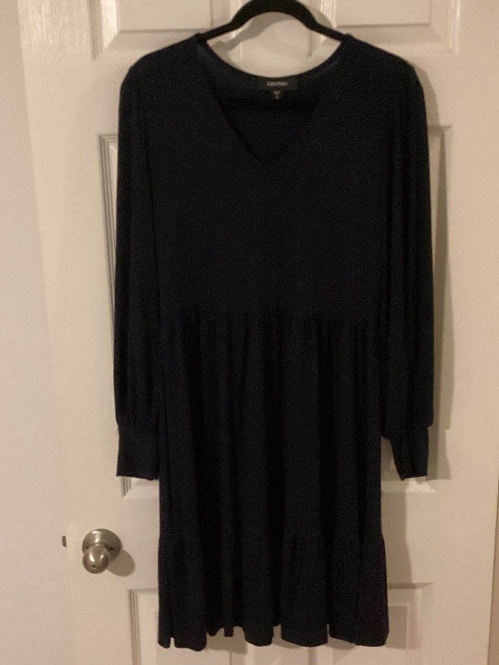 Karen Kane Navy V-Neck Long Sleeve Tiered Dress